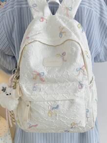Esta mochila está muy orientada al diseño y está decorada con lazos. Según los diferentes usos de las mochilas, se dividen en mochilas para computadoras portátiles, mochilas deportivas, mochilas de moda, mochilas escolares, bolsas con correas, mochilas militares, bolsas de montañismo, etc.