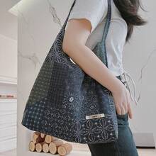 Women Shoulder Bags - 民族風印花背心包-藏青 - 查看 3