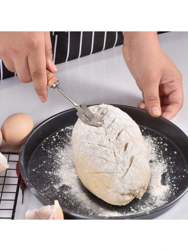 5-Blade Bread Slicer Set: European Style Bread Beauty Knife, French Baguette Scoring Knife, Baking Bread Knife, Wooden Pattern Handle, Stainless Steel Blade