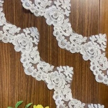 1 Yard Solid Color Vintage Polyester Wavy Embroidery Lace, All Season Bridal Accessory And Handcraft DIY