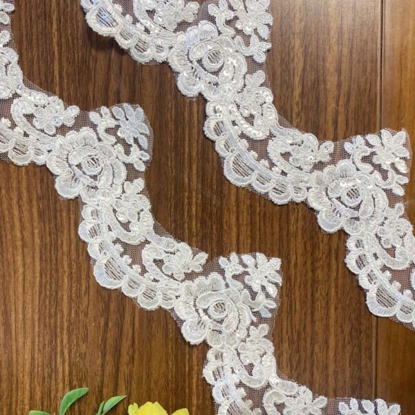 1 Yard Solid Color Vintage Polyester Wavy Embroidery Lace, All Season Bridal Accessory And Handcraft DIY