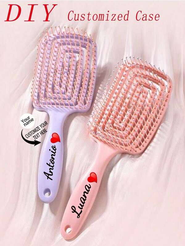 1pc Custom Comb - Personalized Custom Text, Name, This Rib Comb Women's Oil Head Styling Comb Wholesale High Cranial Top Fluffy, Large Curved Comb Massage Comb,