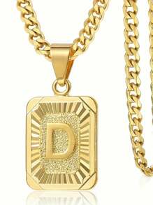 1 款定制字母方形吊坠项链，简约时尚的珠宝设计，专为男士打造的个性化项链。非常适合送给男朋友或父亲，适合节日、聚会和周年纪念等场合。采用镀金铜材质打造，散发奢华质感。 - 彩色 - 查看 17