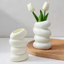 Nuevo jarrón en espiral de plástico, florero de estilo nórdico creativo para arreglos florales, recipiente decorativo, jarrón para flores secas y húmedas, imitación de esmalte, maceta de melamina