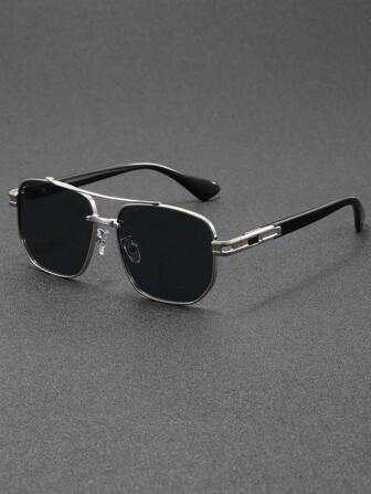 1 件复古男士金属框架双桥时尚眼镜，适合毛衣、外套、旅行、休闲、时尚、四季皆宜