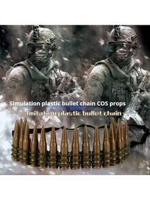 Realistic Machine Gun Bullet Belt Toy, Costume Accessory, Pirate Prop Plastic Bullets, Suitable For Role Play, Air Gun And Movie Props, Military Game Costume, Party Costume, Performance Prop, Military Model - Holiday Gift, Birthday Gift, Perfect Gift - Multicolor - View 4