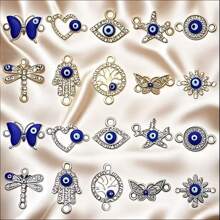 10pcs Alloy Zirconia Dainty Butterfly Blue Eye Bracelet Jewelry Pendant Charms For DIY Necklace Bracelet Jewelry Making Accessories