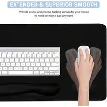 Large Mouse Pad Desk Dad, 4-In-1 Keyboard Wrist Rest Pad & Wrist Support Mouse Pad Set, Extended Desk Pad Waterproof Desk Home Office Study Game-Blue Marble - Black - View 5