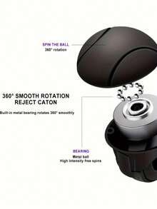 硅胶方向盘旋钮 - 360°旋转，防滑，单手操作，适合所有汽车，黑色 - 黑色 - 查看 9