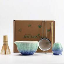 5pcs/Set Matcha Bowl Kiln Changing Ceramic Japanese Matcha Whisk Tool Kit, Matcha Set With Tea Powder Brush - Multicolor - View 1