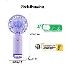 AOYI 迷你手持风扇，可充电便携式风扇，带挂钩，3档风速可调，150mAh电池，夏季个人降温风扇，适用于睫毛化妆、海滩、居家、办公室、通勤、户外、室内等场合。 - 彩色 - 查看 6