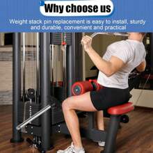 Crescent-Shaped Weight Stack Pin, Pin Tensile 3/8 Inch Diameter 4.4 Inch Locking Space Heavy-Duty Gym Pin Weight Plate Pin Home Gym Exercise Accessories, Black, Silver