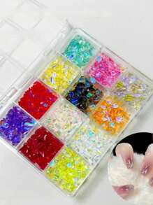 100PCS Mixed Shape Aurora Glass Crystal Nail Art Rhinestone Nail Gem Rainbow Flat Back Rhinestone Used For 3D DIY Nail Art Crafts Jewelry Decoration