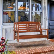 Outdoor 2 Person Porch Swing Bench Wooden Hanging Garden Patio Reddish Brown - 1 - View 3