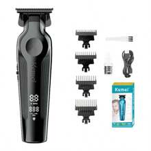 Kemei [Summer & Travel Beauty] Kemei KM-264 Professional Hair Clipper | USB Fast-Charge Sculpting Shears With 4 Stop Combs And Ceramic Blade | LED Digital Display Beard Trimmer, Perfect For DIY Haircuts In The Sunny Season