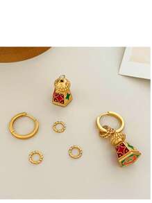 1 Pair Simple Retro A Multi-Wear Earring Buckle, Elegant Fashion Temperament Middle Ear Ornaments Flower Earrings, Stainless Steel Simple Retro Heart-Shaped Hollow