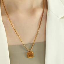 Modische Herren Edelstahl Halskette mit natürlichem Tiger-Auge Anhänger - perfektes Geschenk für Freunde