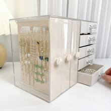 Scatola portagioie multifunzionale trasparente di alta qualità per accessori, utilizzata per orecchini, orecchini e collane, scatola di stoccaggio domestico per decorazioni, scatola portagioie per organizzatore di stoccaggio per donne, accessori essenziali da viaggio, scatola di stoccaggio per il ritorno a scuola e per il dormitorio
