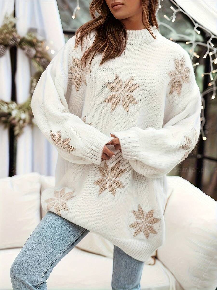 Plus Size Round Neck Long Sleeve Top and Skirt Sweater Set
