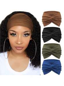 4pcs Women Headband, Boho Style Headscarf, Retro Turban Headband Hair Accessories, Suitable For Yoga, Running, Sports