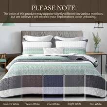 Bluish Botanical Quilt Set California King Size 3Pcs, Printed With Beige Leaves Pattern, All Season Lightweight Bedspread Coverlet, Luxury Comfort, Design (California King 112x104, Beige Botanical) - Mint Green - View 5
