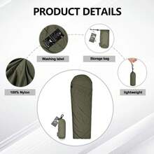 Outdoor Camping Sleeping Bag Liner Ultralight Mummy Sleeping Bag Backpack Liner Single Person Travel  Sleeping Bag - 灰色 - 查看 6
