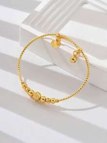 1pc EU&US Fashion Elegant Minimalist Commuter Golden Color Adjustable Open Bangle Bracelet For Women - A - View 4