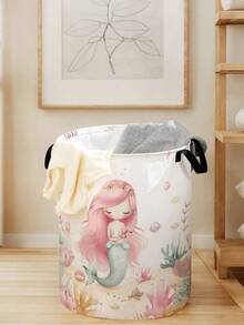 1 giỏ đựng đồ tròn in hình nhân vật hoạt hình có thể gấp lại dung tích lớn có tay cầm, thùng đựng đồ đa năng cho trẻ sơ sinh đựng tã, quần áo, đồ chơi hoặc các vật dụng khác - Nhiều màu - Xem 5