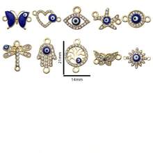10pcs Alloy Zirconia Dainty Butterfly Blue Eye Bracelet Jewelry Pendant Charms For DIY Necklace Bracelet Jewelry Making Accessories