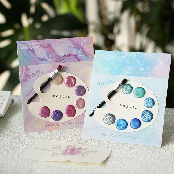 Drip Card Shaped Multi-Color Watercolor Powder Compact Solid Pigment Beginner Painting Watercolor Pigment Multi-Specification Watercolor,School Supplies,Back To School