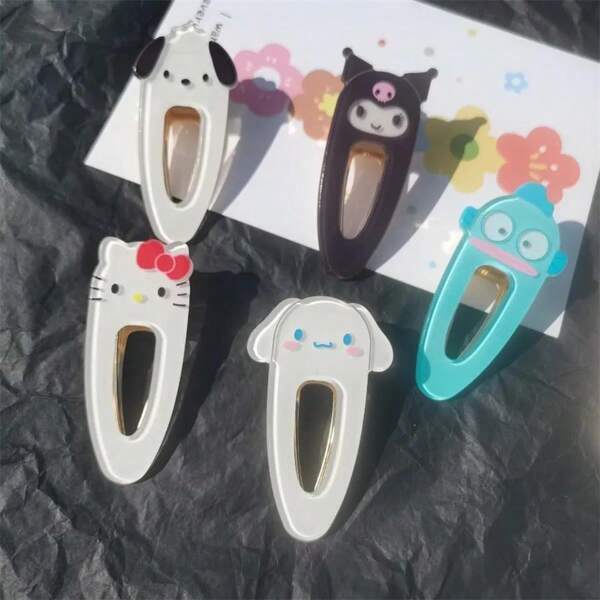Sanrio (Geautoriseerd) 2 stuks Sanrio nieuwe hars haarclip, Sanrio BB Clip KT kat cartoon schattige zoete haarpony clip haaraccessoire, geschikt voor gebruik in de badkamer, geschikt voor diverse vakantiecadeaus en feestcadeaus, kerstcadeaus