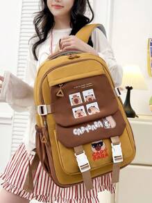 New Large Capacity Campus Style Kabibba Student Backpack, Fashionable And Cute, High Cost Performance Student Schoolbag.Ladies' College Style Nylon Student Backpack; Large Capacity Student Canvas Campus Travel Bag; Lightweight Campus Shoulder Bag; Laptop Bag. Suitable For High School And University' Back-To-School Backpack.