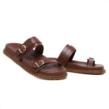 Papete Feminina Confort Em Couro - Sandália-via Madamah