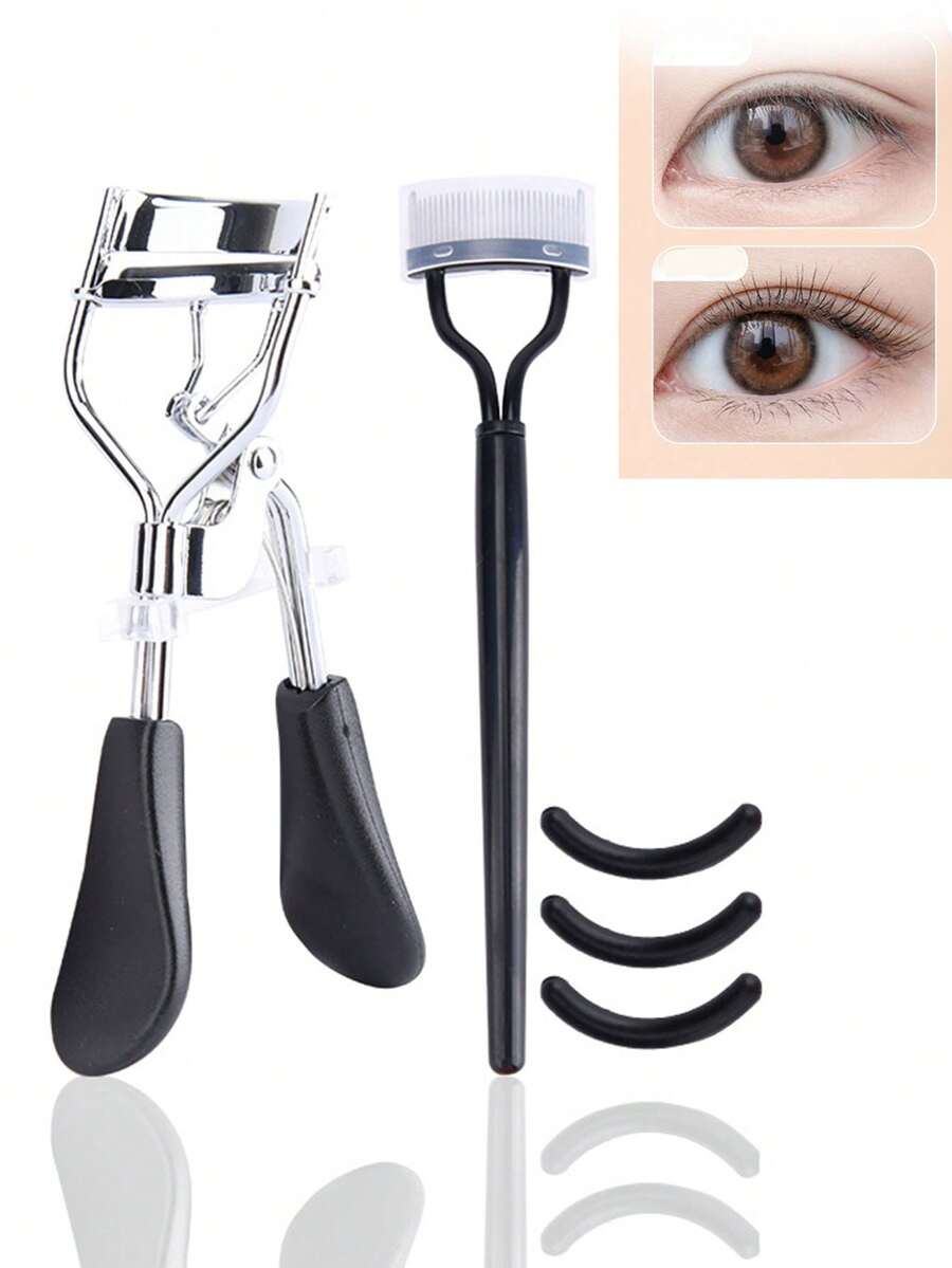 Set de 2 herramientas para pestañas: rizador de pestañas con peine y separador de pestañas. Rizador de pestañas profesional con peine integrado, mango ergonómico con forma de corazón y herramienta de peine para el maquillaje diario - Multicolor - Ver 1