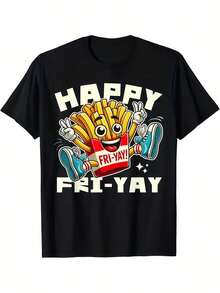 Summer Casual Women's T-Shirt Fashion Design Positioning Print New Happy Friday Teacher Life Weekend French Fries