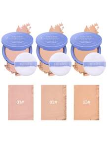 控油面部粉饼，哑光光滑无瑕定妆粉，防水持久定妆粉面部化妆品 - 彩色 - 查看 5