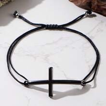 简约黑色和枪色十字风格不锈钢磨砂吊坠，百搭欧美风格珠宝配饰