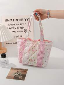 1 件女士便当包女士手提单肩包可爱花朵女式储物购物袋钱包卡通午餐包休闲便携式午餐便当包女士小手提包手提食品袋便当包旅行和野餐储物袋，易于整理 - 彩色 - 查看 13