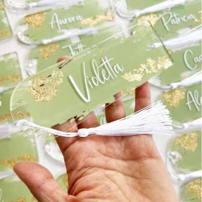 10 peças/20 peças 15*5 cm Cartões de mesa de casamento de acrílico transparente, cartões de nome, cartões de assento em branco em forma de arco, decoração de mesa para festa de casamento, sem fita incluída