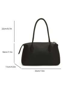 新款时尚女士纯色简约 PU 皮革单肩包，纹理设计，别致复古风格，适合约会、购物，百搭优雅