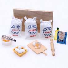 Dollhouse Mini Kitchen Accessories, Baking Tools Model Parts, Mini Hand Mixer, Sweet Box, Egg Tray, Miniature Kitchen Food Toy, Baking Scene BJD Mini Cookies, Bread, Cooking Gloves, Apron