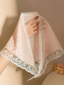 1 件蕾丝边三角围巾，百搭时尚头带，轻质头巾，防晒，适合郊游、远足、购物、海滩、露营等各种场合 - 查看 6