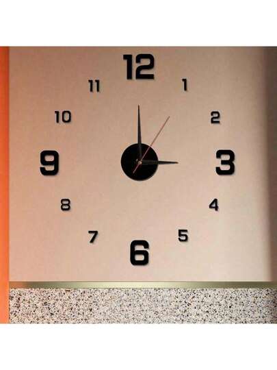 Pc, Creative DIY Digital Wand Clock, 3D Acrylic Three Dimensional Texture Home Frameless Silent Bedroom, Living Room, Office, Dining Room Art ation view 3