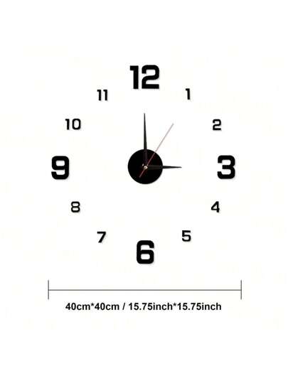 Pc, Creative DIY Digital Wand Clock, 3D Acrylic Three Dimensional Texture Home Frameless Silent Bedroom, Living Room, Office, Dining Room Art ation view 2