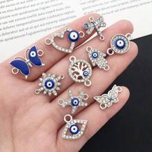 10pcs Alloy Zirconia Dainty Butterfly Blue Eye Bracelet Jewelry Pendant Charms For DIY Necklace Bracelet Jewelry Making Accessories