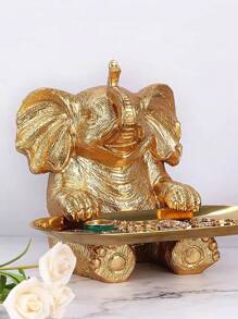 1pc Silver And Gold Elephant Statue For Cosmetics And Jewelry Storage,Suitable For Home Decor, Bedroom Decor, Office And Students, Storage,Wedding Decor,House Decor,Jewelry Organiser,Party Decorations,The Best Gift