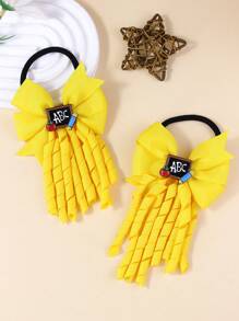 2 buc eleganți de păr cu fundă pentru copii, eleganți decorativi cu desene animate, tablă neagră ABC, accesorii excelente pentru întoarcerea la școală