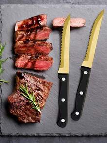 2 件/6 件不锈钢锯齿牛排刀，斯堪的纳维亚风格西式水果蔬菜刀，家用、露营、婚礼、万圣节、学校用品、单身派对、厨房用具、派对用品、旅行套装、礼物、生日、毕业 - 彩色 - 查看 6