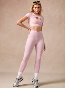 NcmRyu Women's Sexy Sporty Design Short Sleeve Loose Comfortable Pants Sports Suit, Spring & Summer