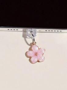 1 pezzo Tappo antipolvere per porta di ricarica con design a fiori di ciliegio/sakura, ciondolo in lega di alta qualità, delicato, dolce e alla moda, lavorazione a olio fluido, adatto per decorazioni primaverili ed estive, accessorio decorativo per porta di ricarica di telefono, tablet, auricolare, Kindle, tappo in silicone trasparente, adatto come piccolo regalo, protegge la porta di ricarica da acqua, umidità e sporco, compatibile con connettore Lightning/Type-C per iPhone, si fissa saldamente in posizione